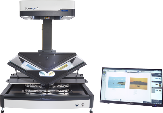 For exact positioning on the book fold, the V-shaped glass plate is moved horizontally. If required, the V-shaped glass plate can be removed without requiring any tools or special technical training.