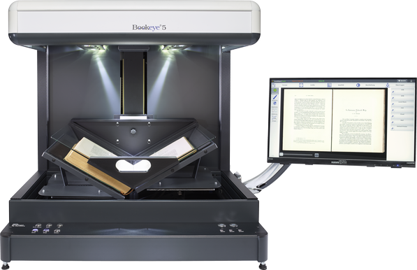 V-shaped book cradle in reading position (120°).